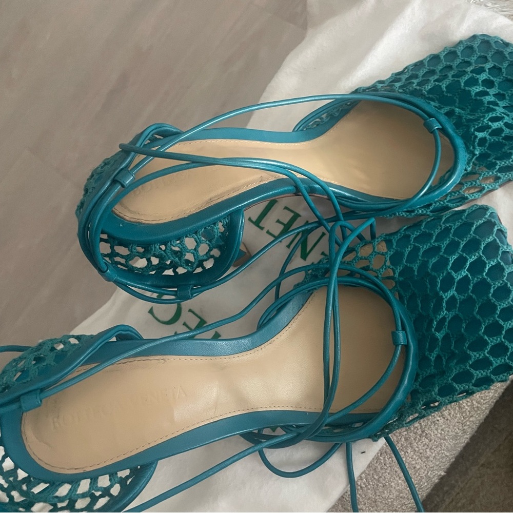 Bottega Veneta Teal Strappy Heels - Picture 3 of 7